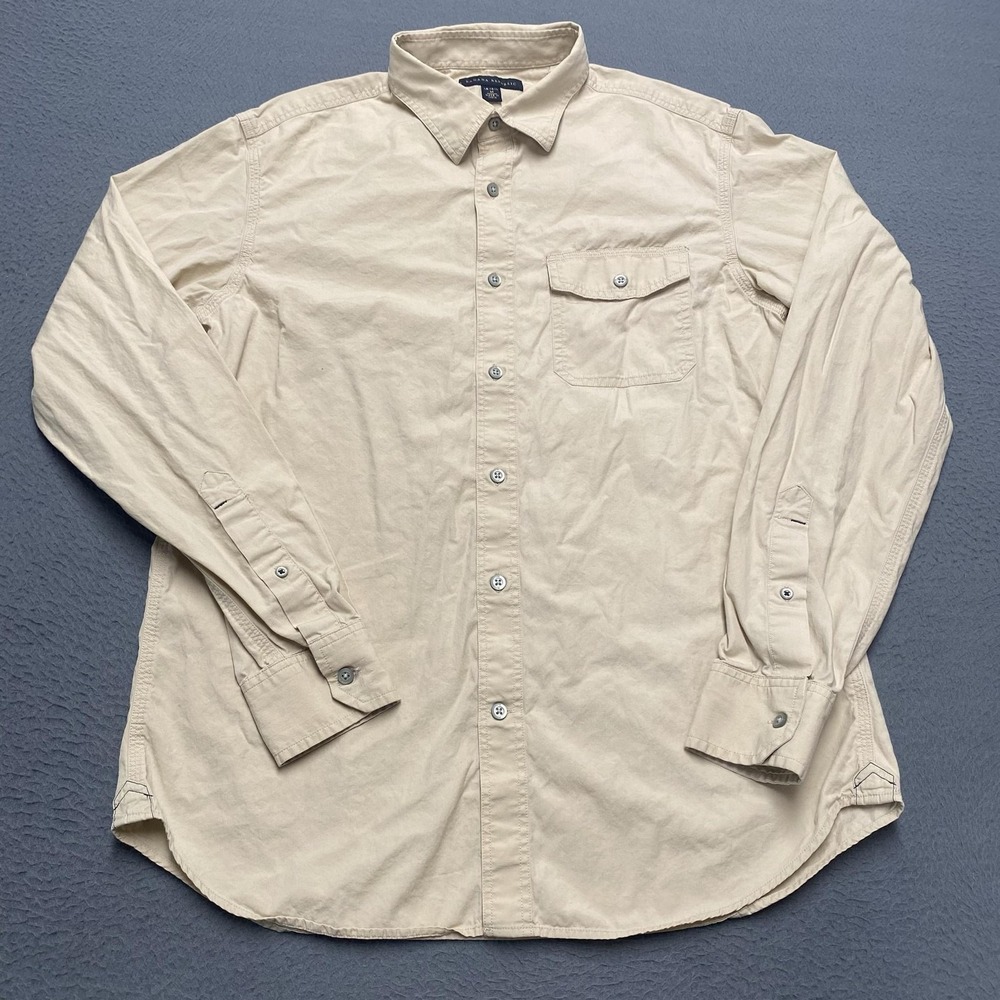 Banana Republic Shirt Mens Medium Beige Casual Long Sleeve Button Up Cotton